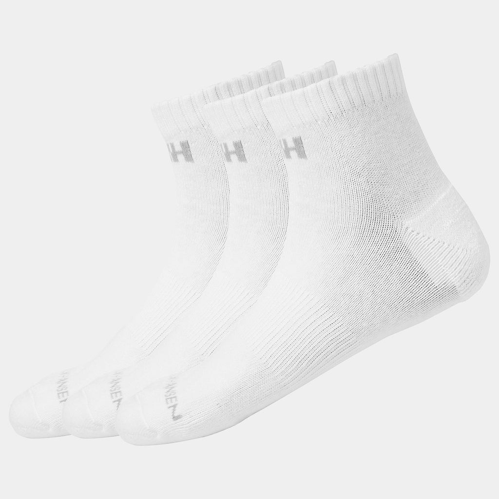 3 PACK QUARTER LENGTH SOCKS, WHITE, 39-41