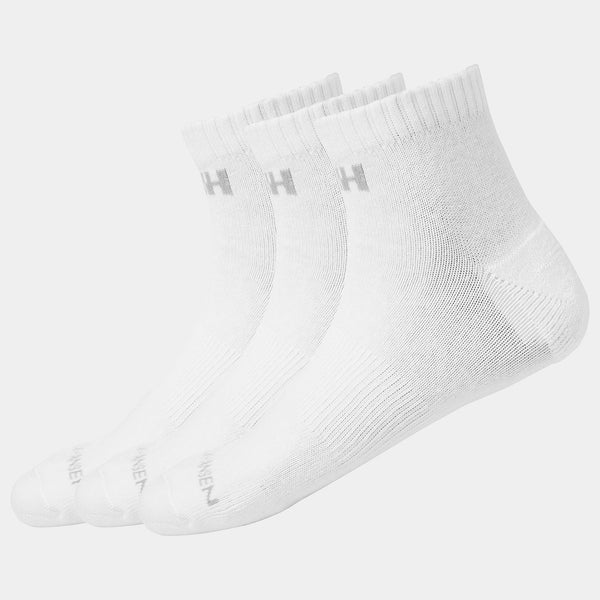 3 PACK QUARTER LENGTH SOCKS, WHITE, 39-41