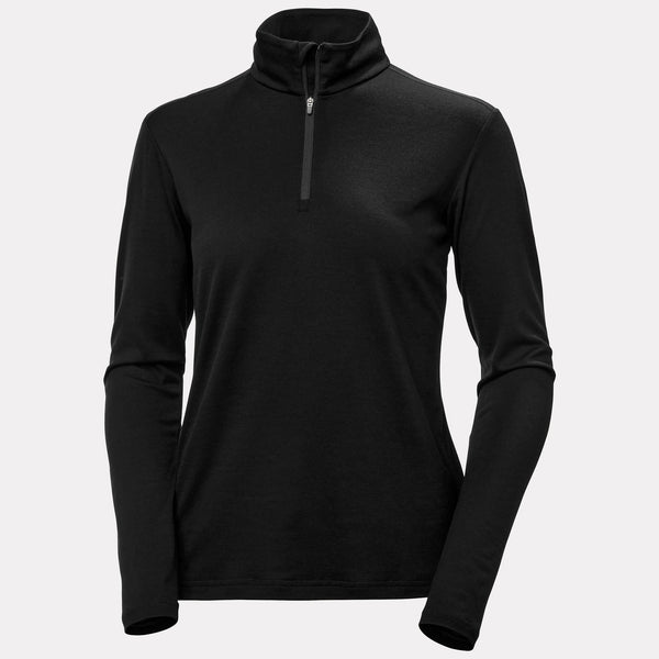 W HH MERINO 1/2 ZIP, BLACK, L
