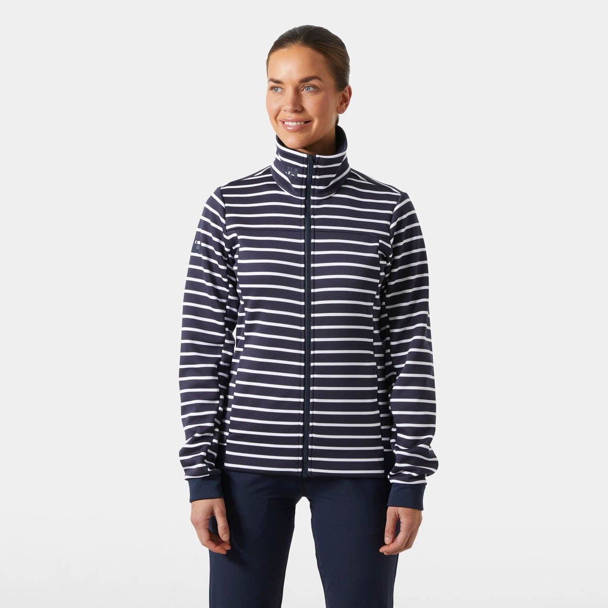 W CREW FLEECE JACKET, NAVY STRIPE, L Main image
