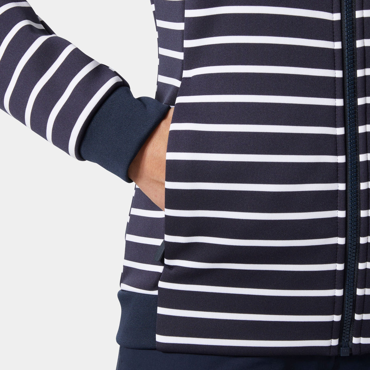 W CREW FLEECE JACKET, NAVY STRIPE, L
