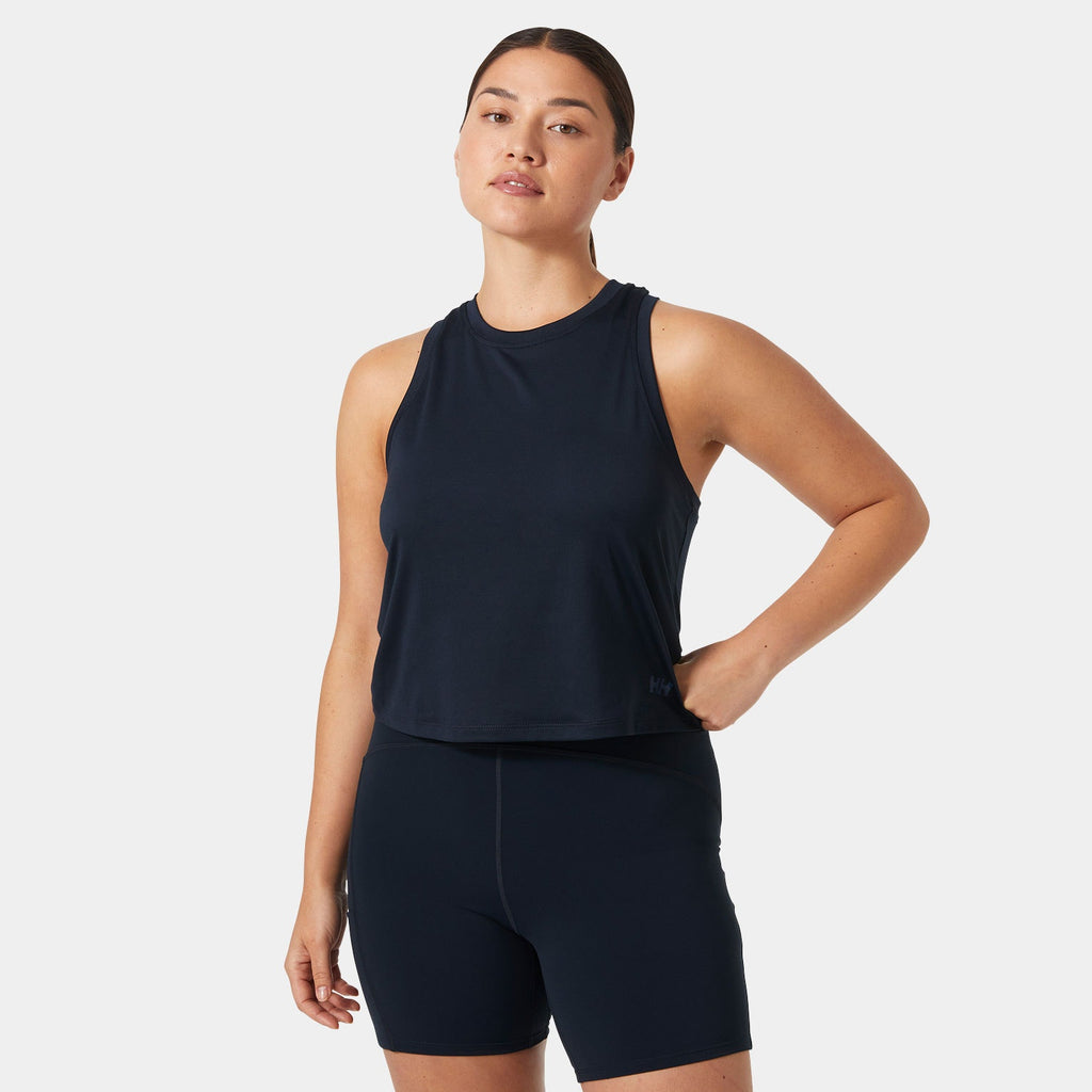 W OCEAN CROPPED TANK TOP, NAVY, L