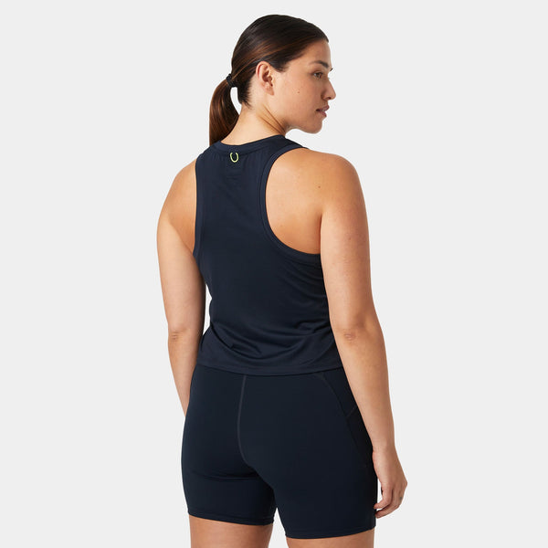 W OCEAN CROPPED TANK TOP, NAVY, L