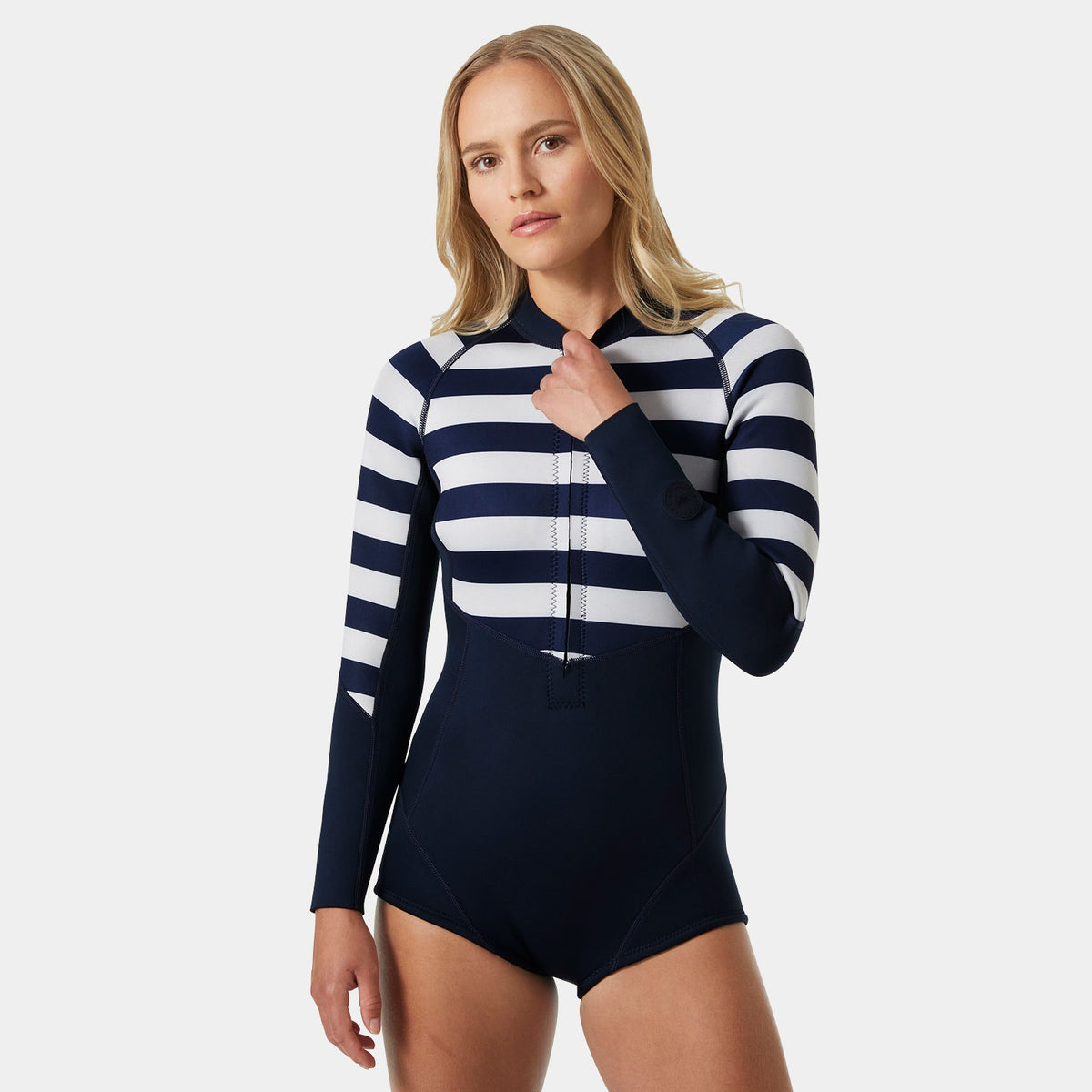 W WATERWEAR LONGSLEEVE WETSUIT, NAVY STRIPE, S