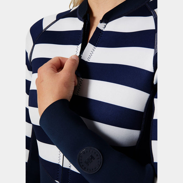 W WATERWEAR LONGSLEEVE WETSUIT, NAVY STRIPE, S