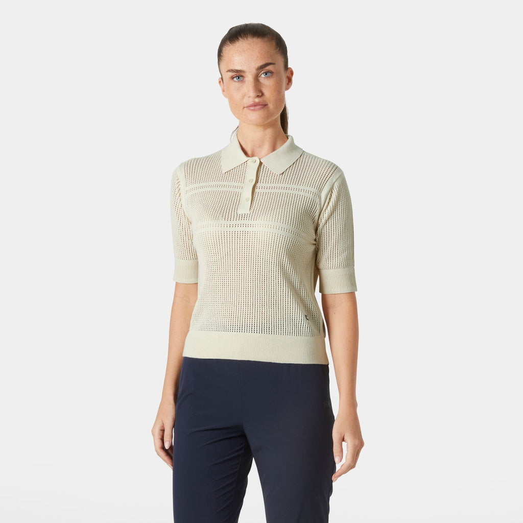 W SALT KNIT POLO, CREAM, XL