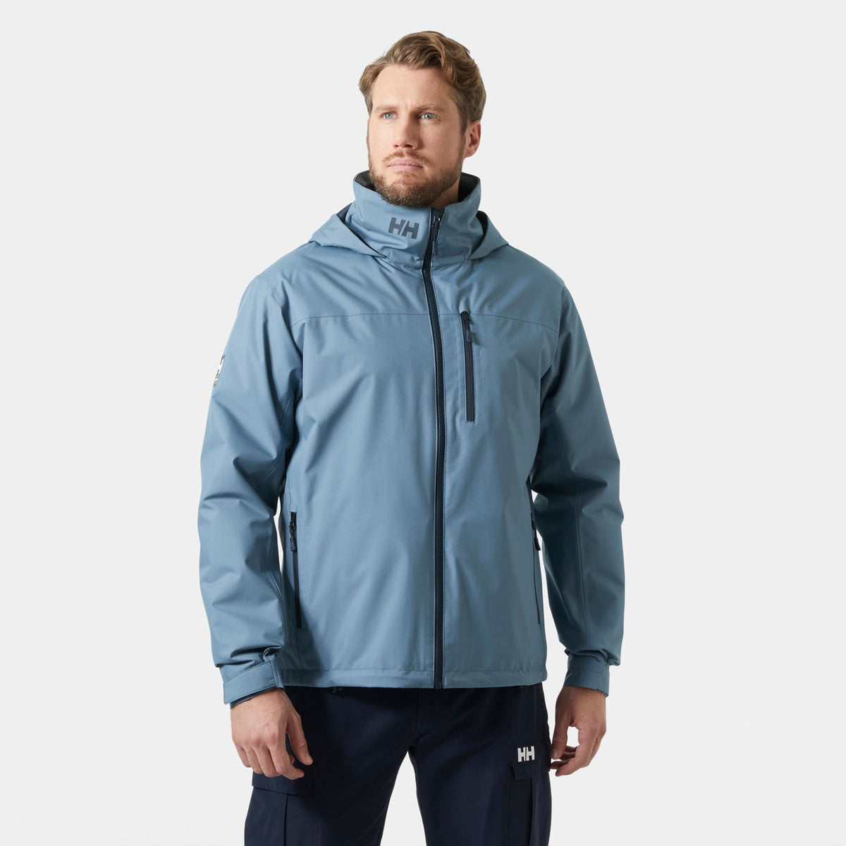 CREW HOODED MIDLAYER JACKET 2, WASHED NAVY, XXL