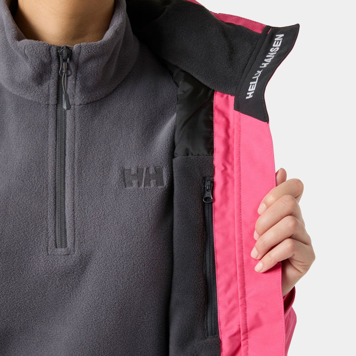 W CREW HOODED MIDL JACKET 20, HOT PINK, L