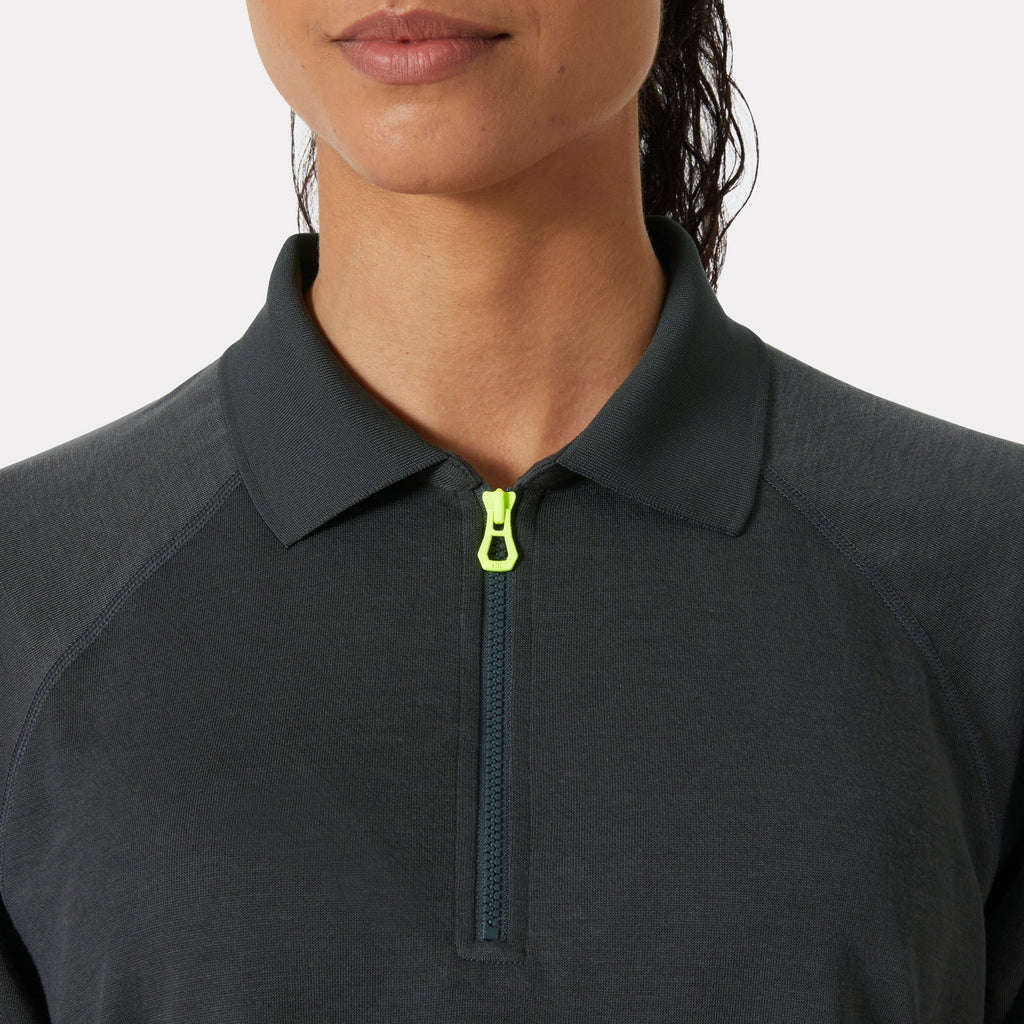 W INSHORE ZIP CROP POLO, EBONY, L
