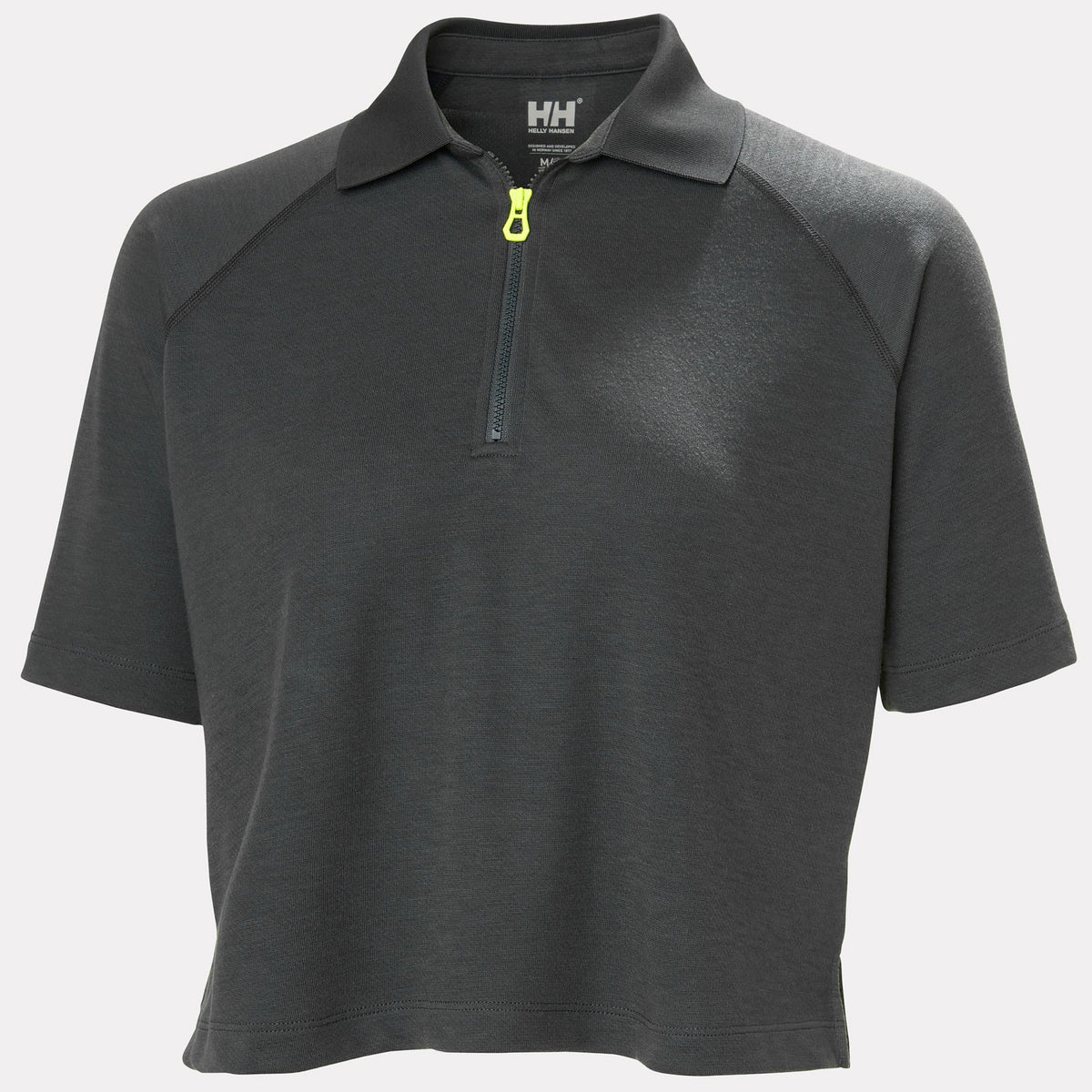 W INSHORE ZIP CROP POLO, EBONY, L