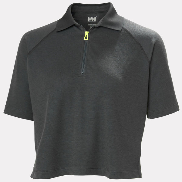 W INSHORE ZIP CROP POLO, EBONY, L