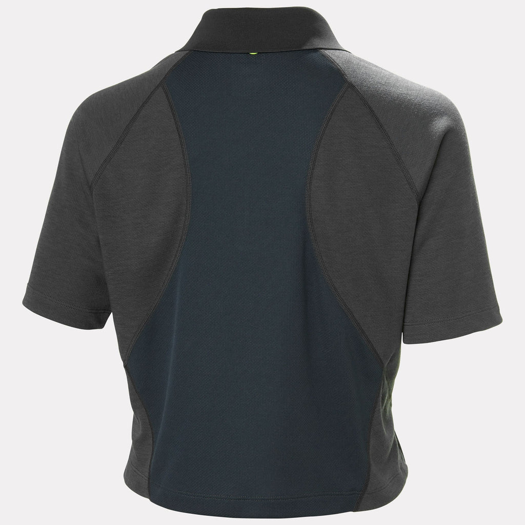 W INSHORE ZIP CROP POLO, EBONY, L