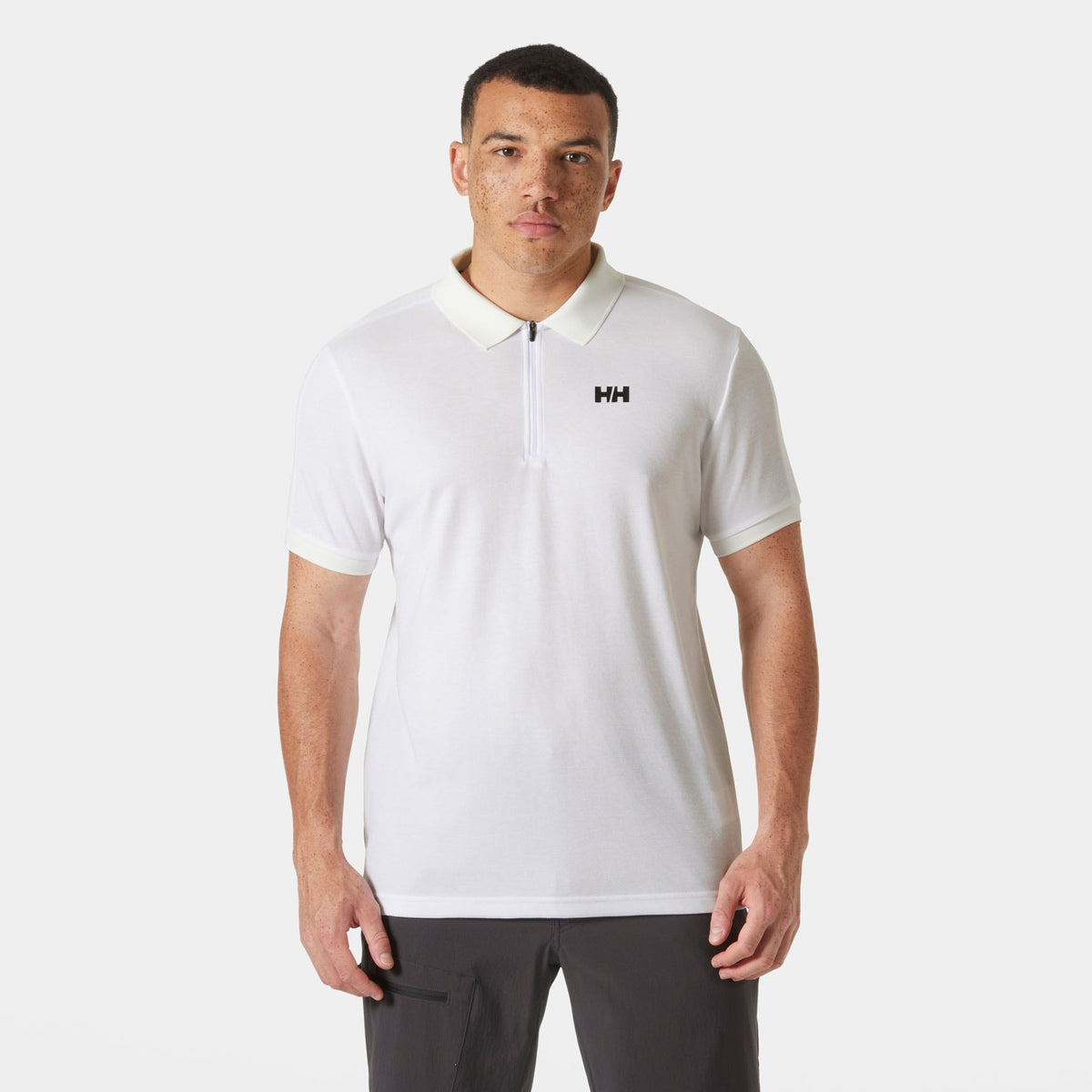 HP 1/2 ZIP POLO, WHITE, XXL