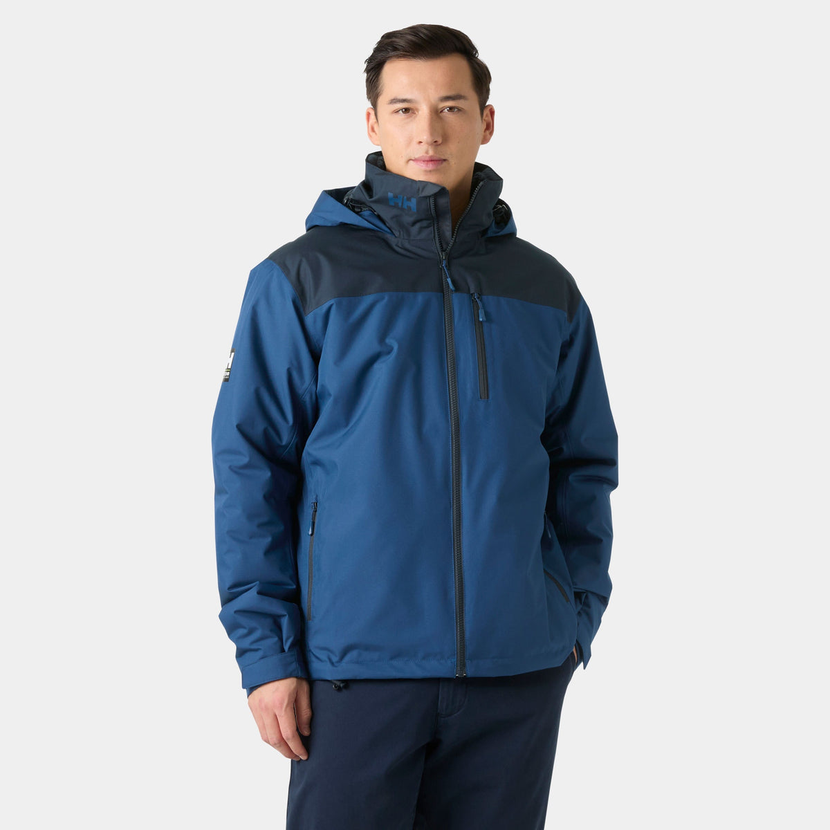 CREW HOODED PILE JACKET, DARK BLUE, XXL