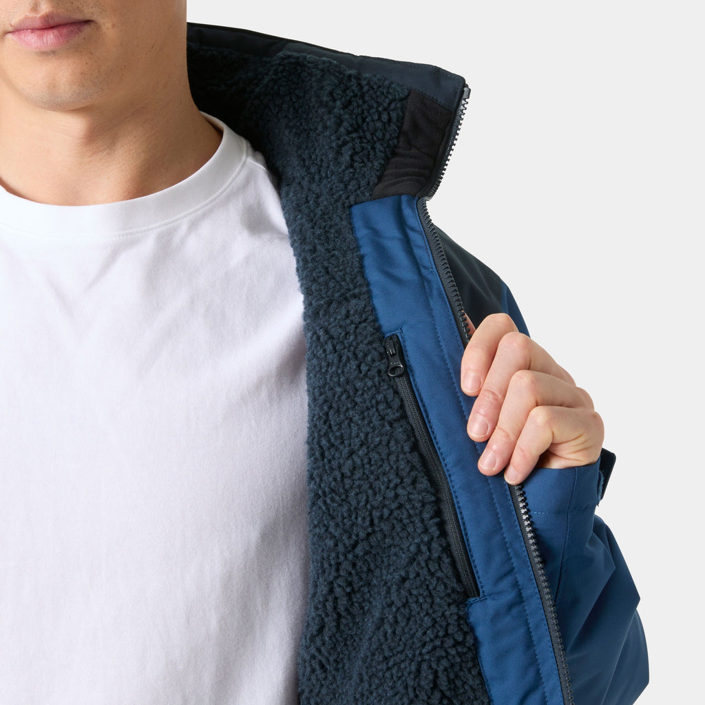 CREW HOODED PILE JACKET, DARK BLUE, XXL