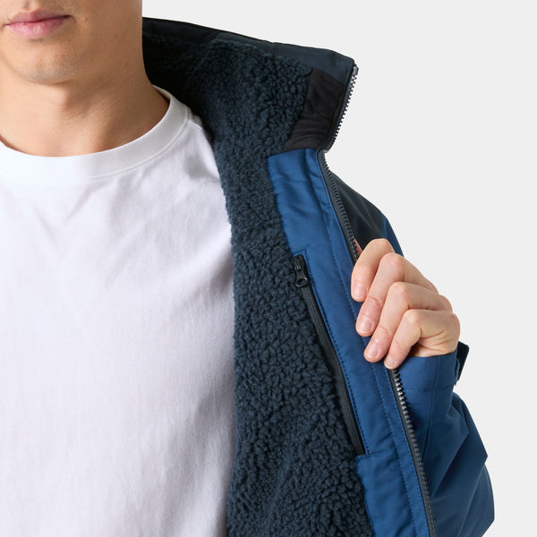 CREW HOODED PILE JACKET, DARK BLUE, XXL
