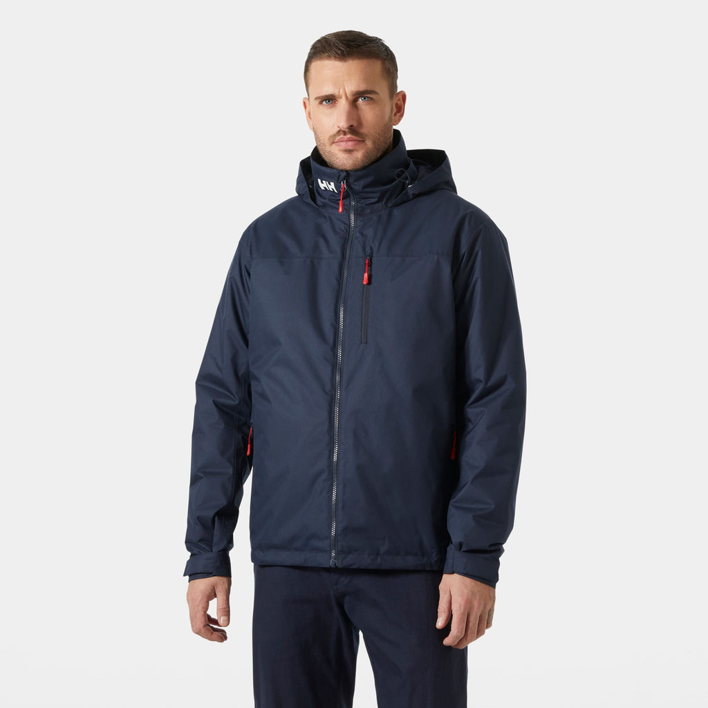 CREW HOODED PILE JACKET, NAVY, XXL