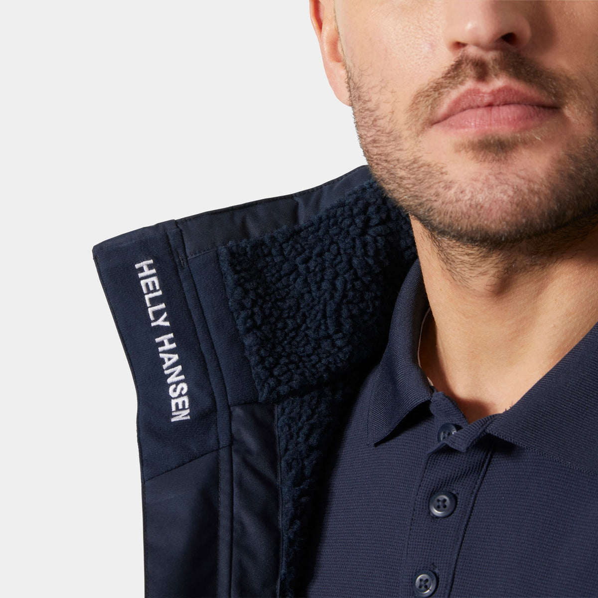 CREW HOODED PILE JACKET, NAVY, XXL