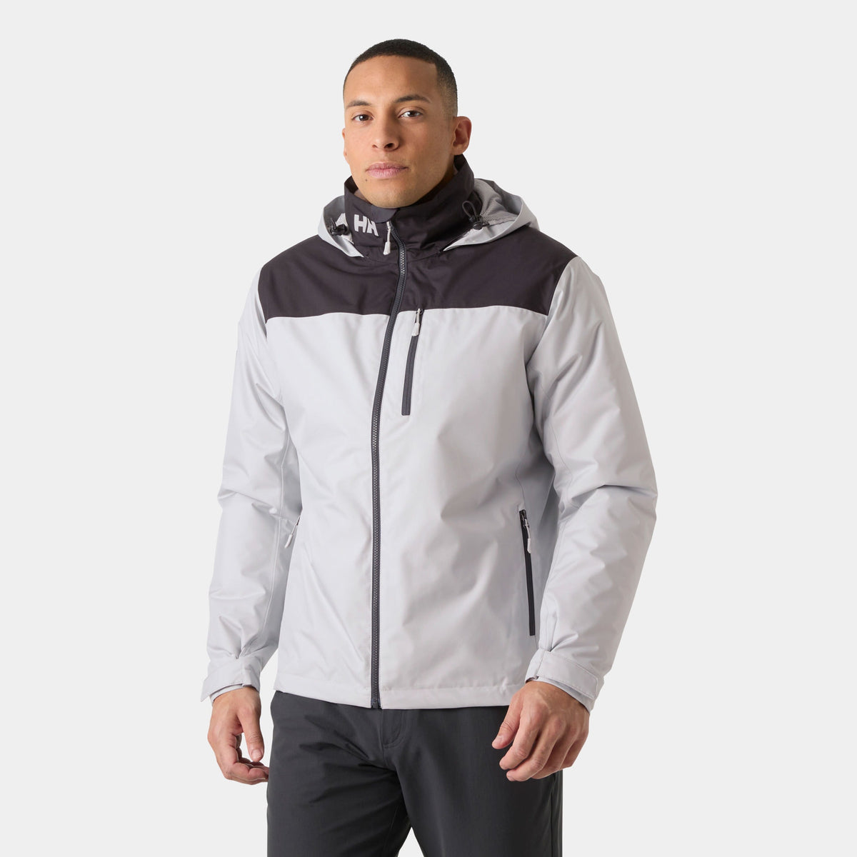 CREW HOODED PILE JACKET, GREY FOG, XXL