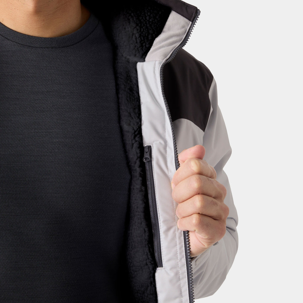 CREW HOODED PILE JACKET, GREY FOG, XXL