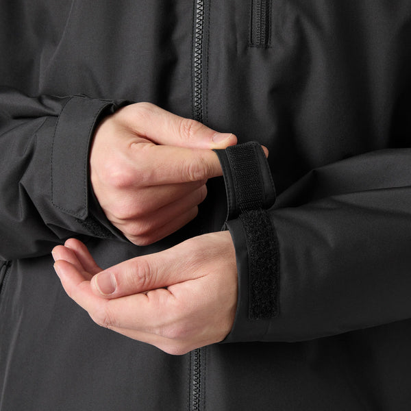 CREW HOODED PILE JACKET, BLACK, XXL
