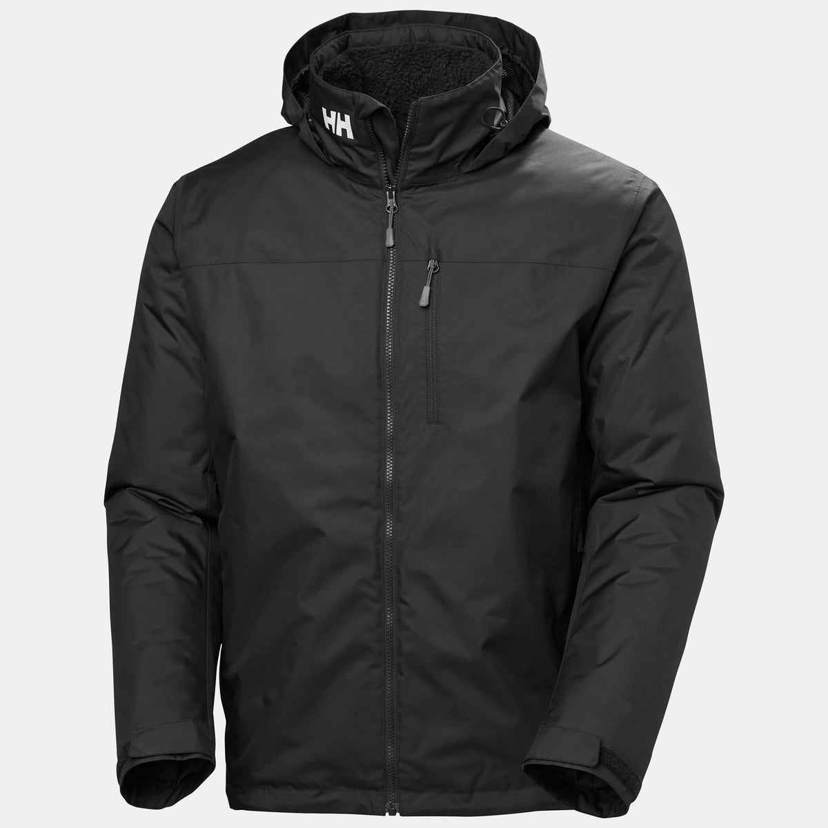 CREW HOODED PILE JACKET, BLACK, XXL