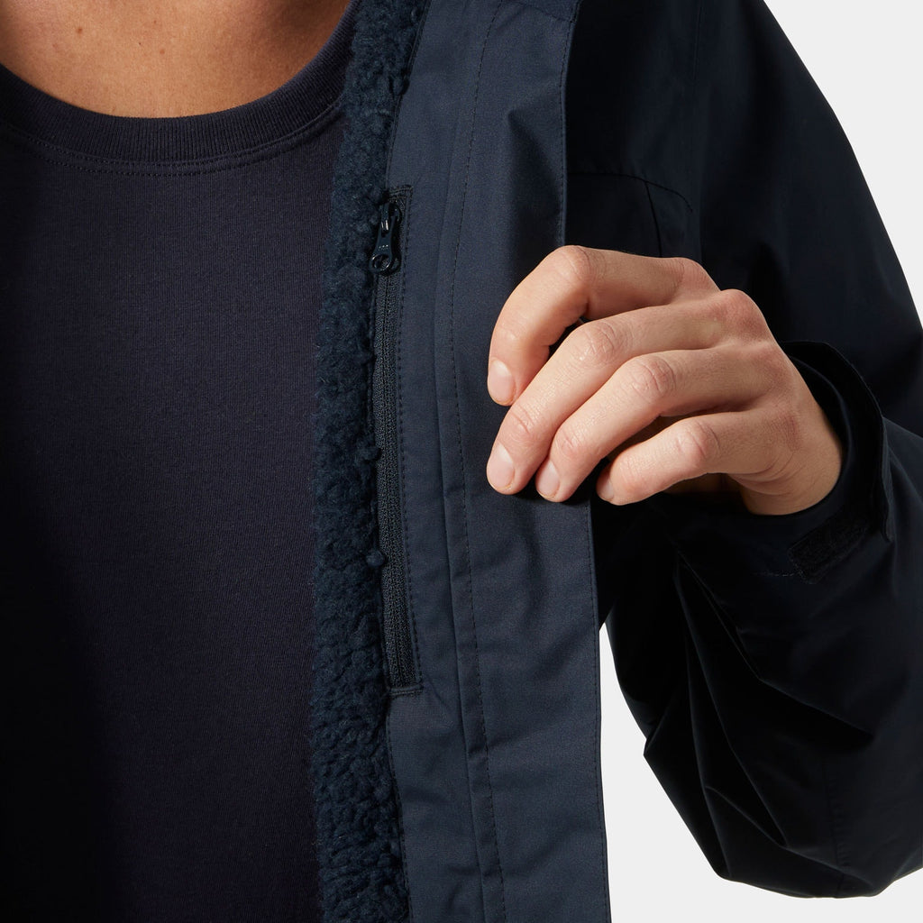 W CREW HOODED PILE JACKET, NAVY, L