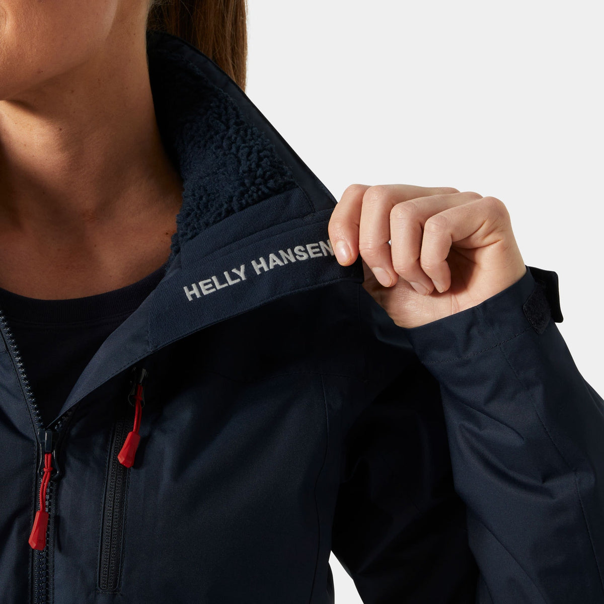 W CREW HOODED PILE JACKET, NAVY, L