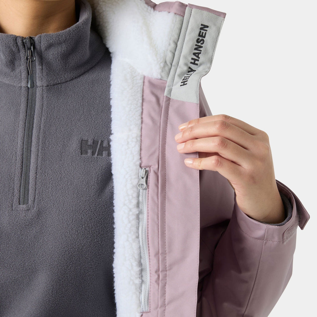 W CREW HOODED PILE JACKET, PURPLE CLAY, L