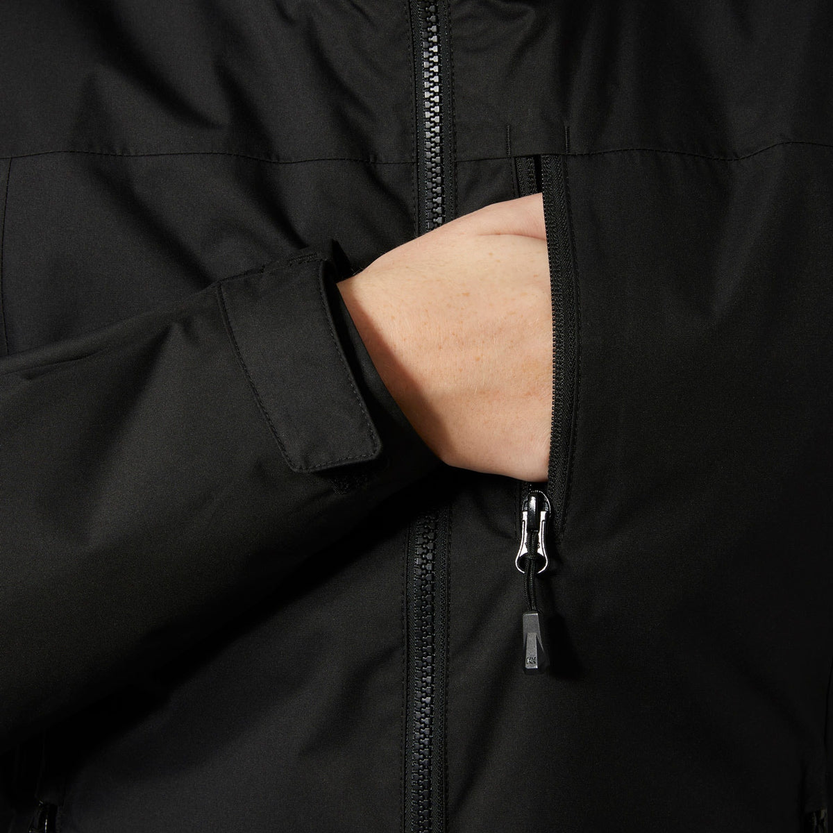 W CREW HOODED PILE JACKET, BLACK, L