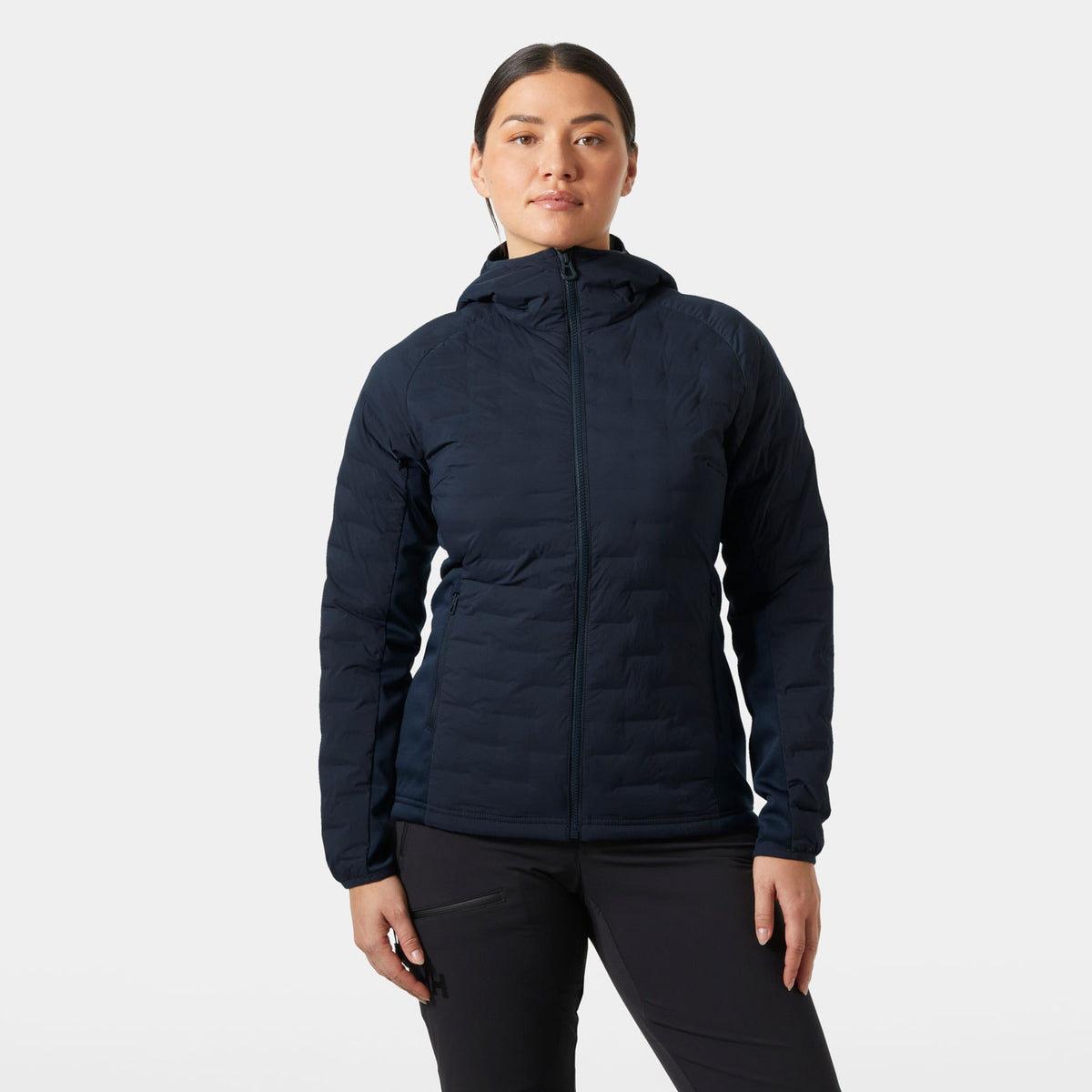 W HP HYBRID STRETCH HOODED INS, NAVY, L