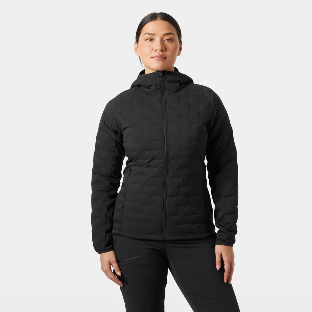 W HP HYBRID STRETCH HOODED INS, EBONY, L