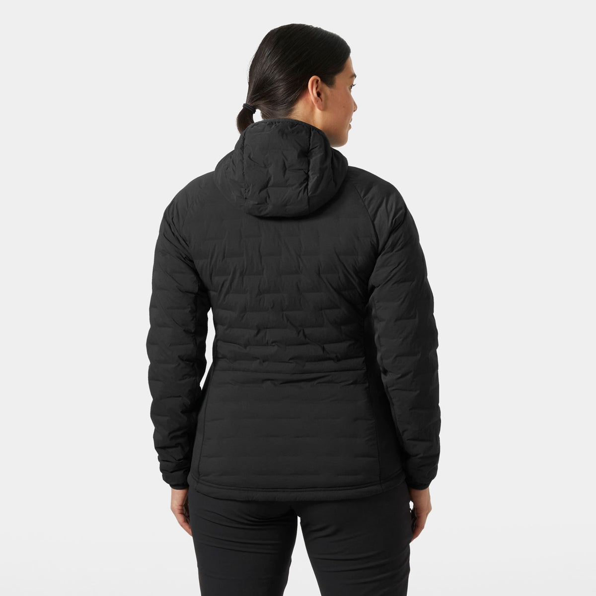 W HP HYBRID STRETCH HOODED INS, EBONY, L