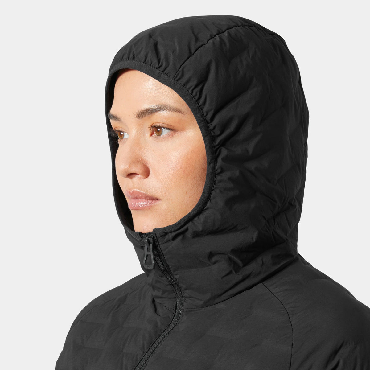 W HP HYBRID STRETCH HOODED INS, EBONY, L