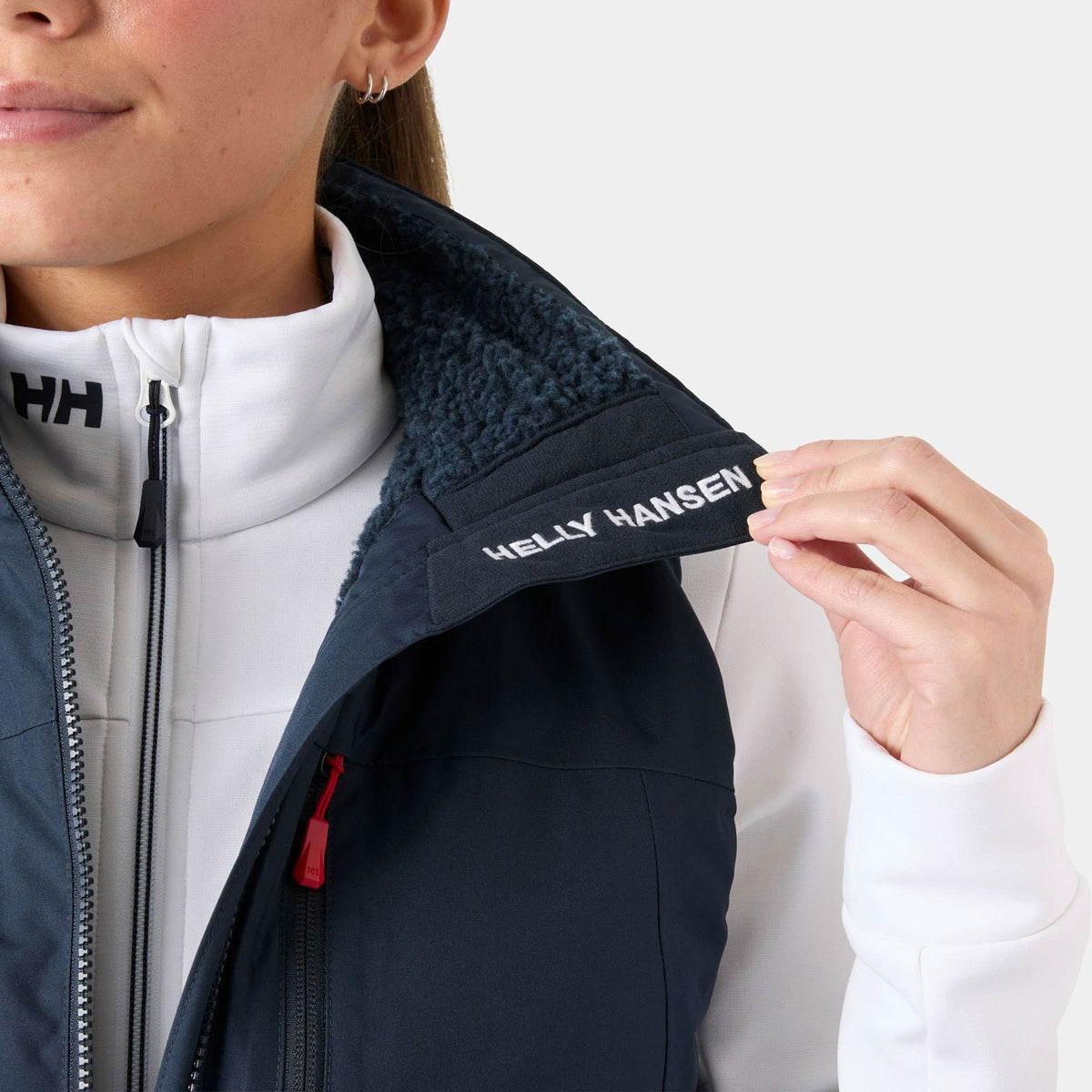 W CREW PILE VEST, NAVY, L