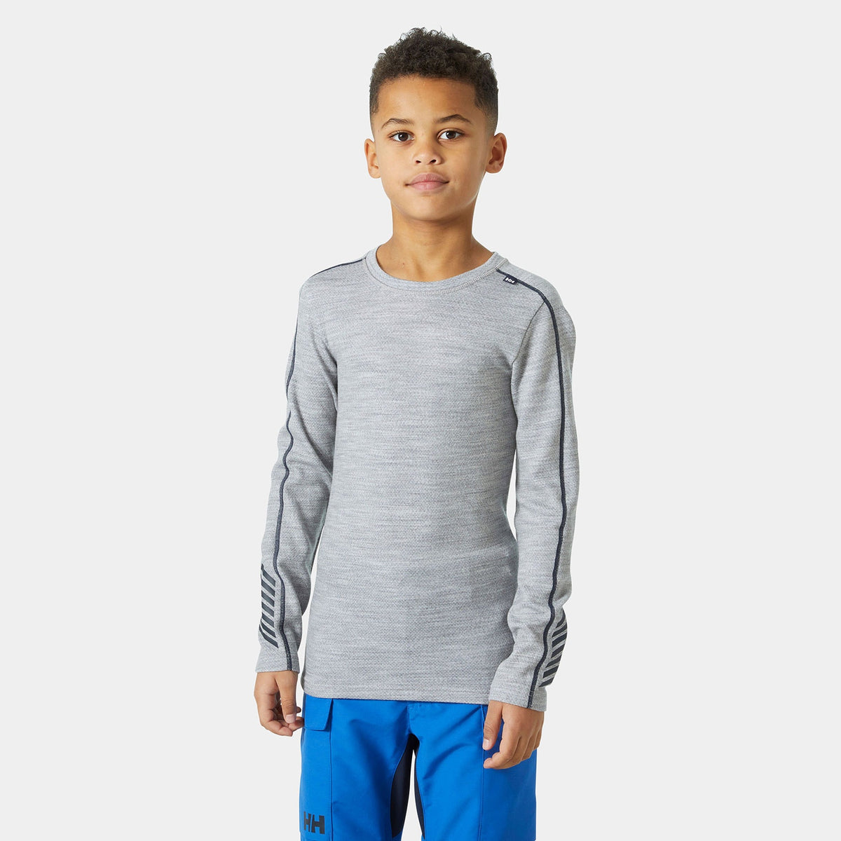 JR LIFA MERINO CREW, GREY MELANG, 140/10