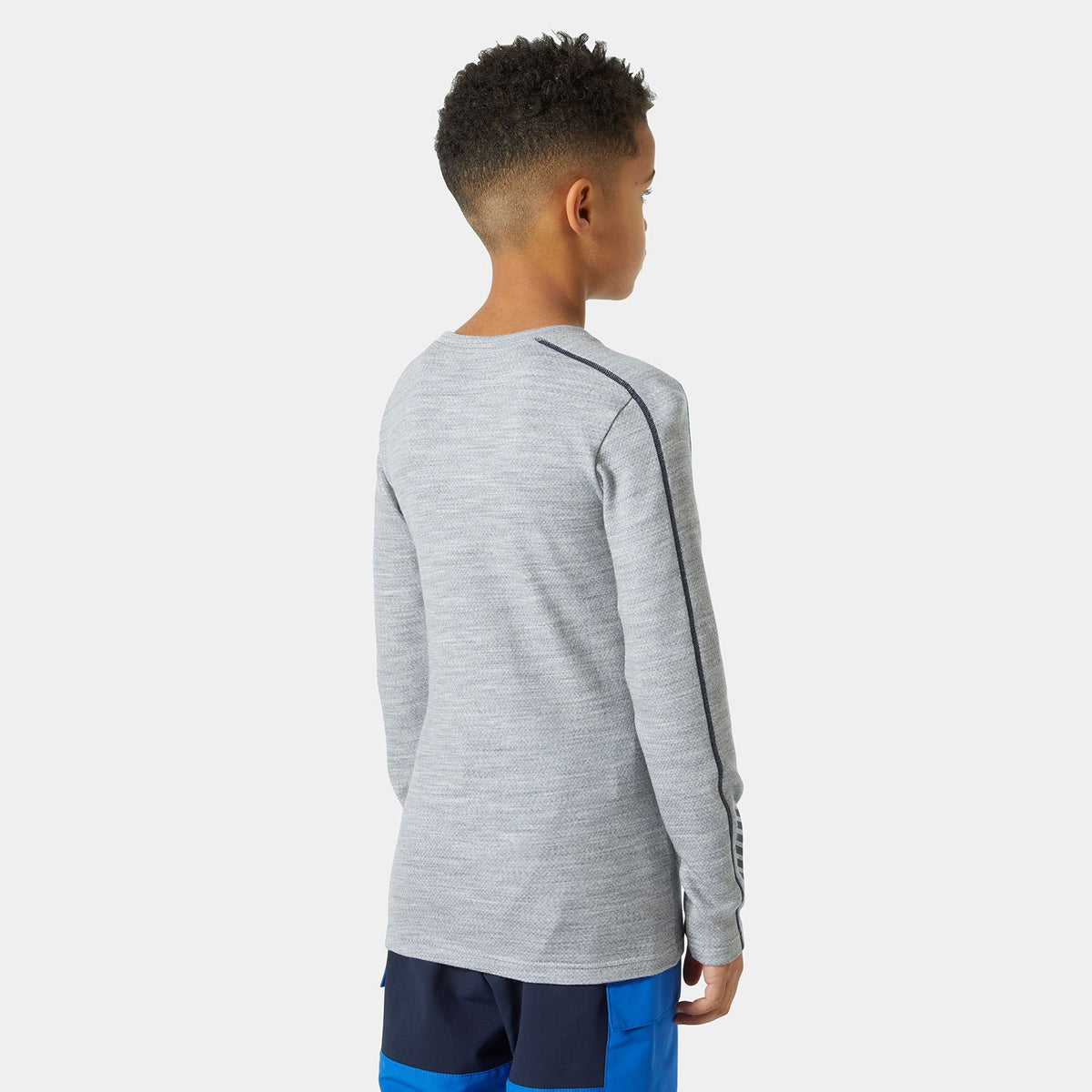 JR LIFA MERINO CREW, GREY MELANG, 140/10