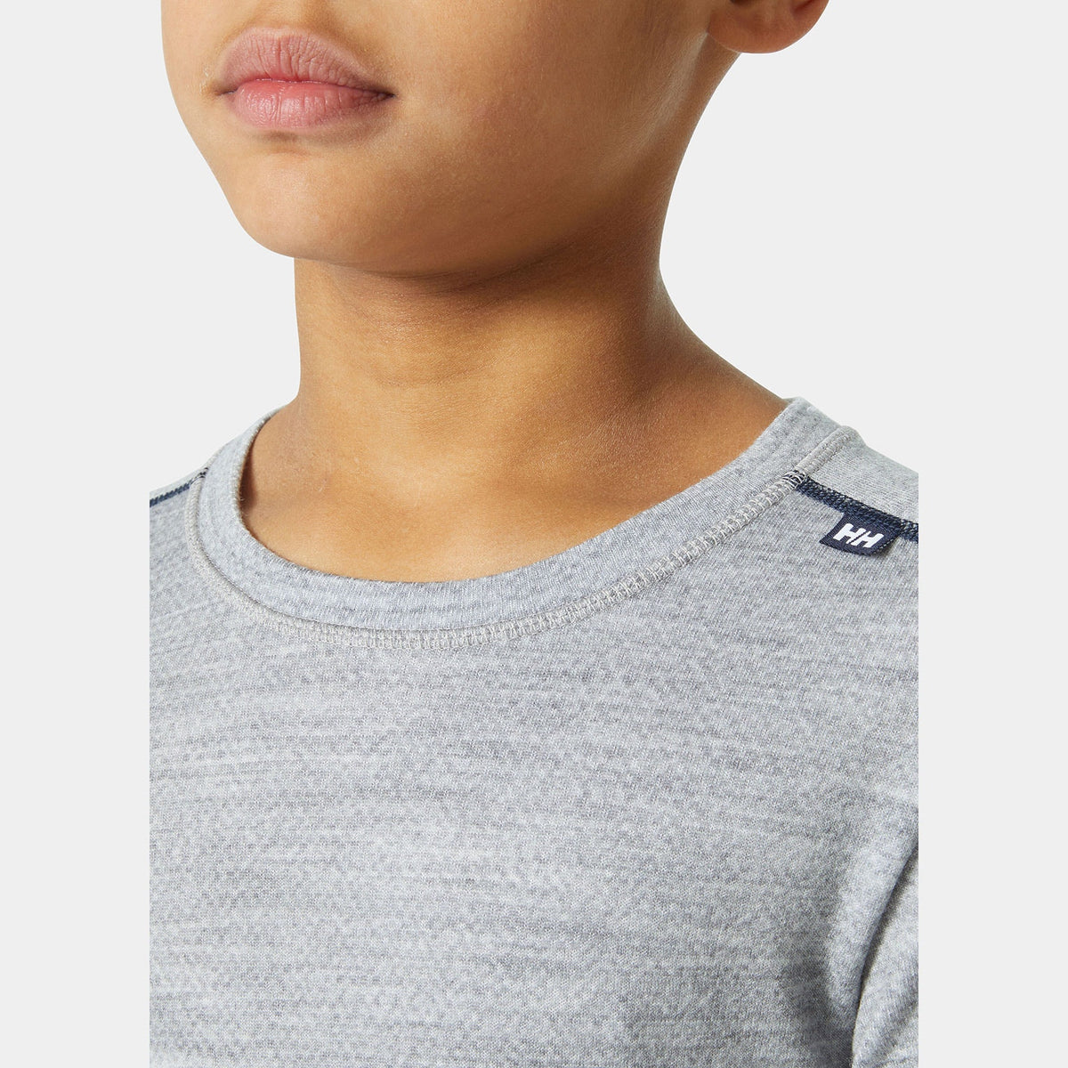 JR LIFA MERINO CREW, GREY MELANG, 140/10