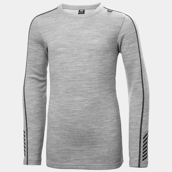 JR LIFA MERINO CREW, GREY MELANG, 140/10