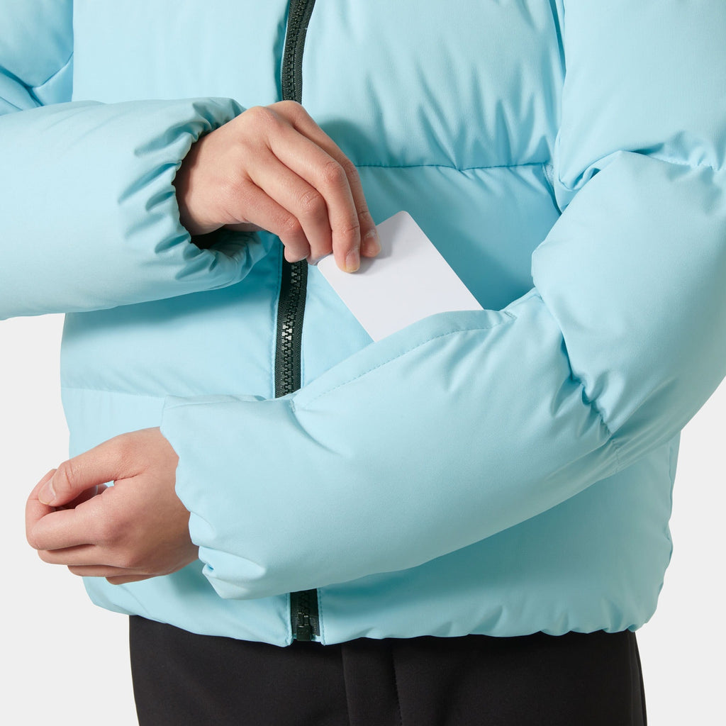 JR GIRL NORA  PUFFY JACKET, LIGHT CYAN, 164/14