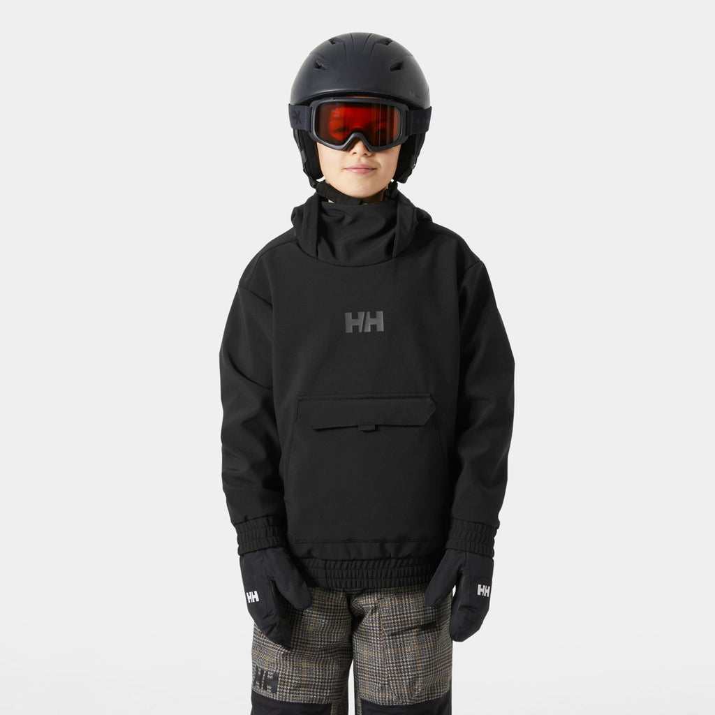 JR POWDER SOFTSHELL HOODIE, BLACK, 140/10