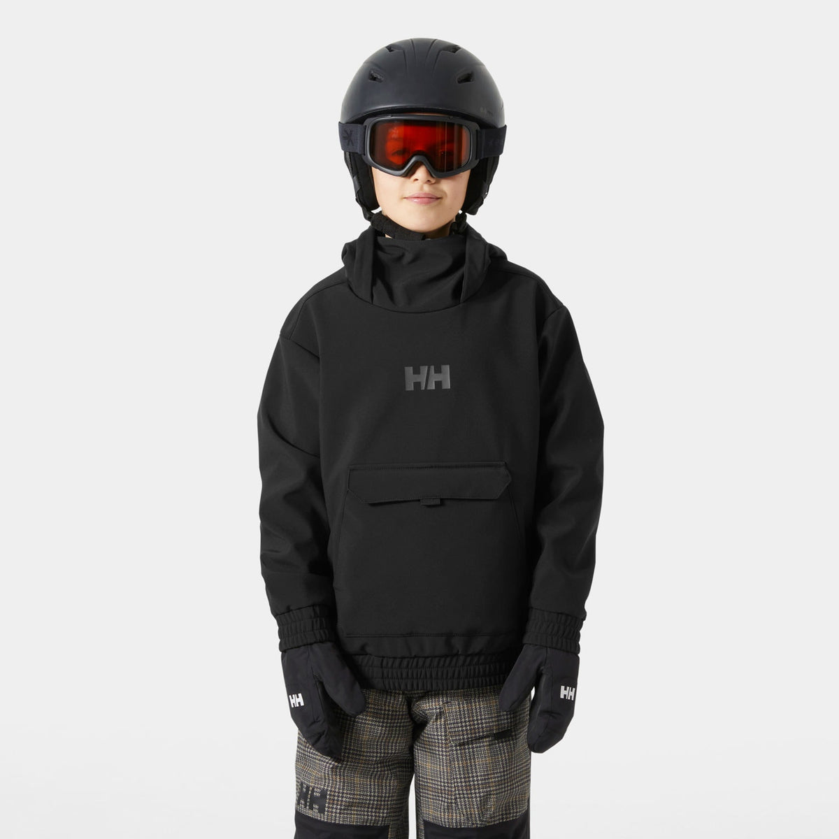 JR POWDER SOFTSHELL HOODIE, BLACK, 140/10