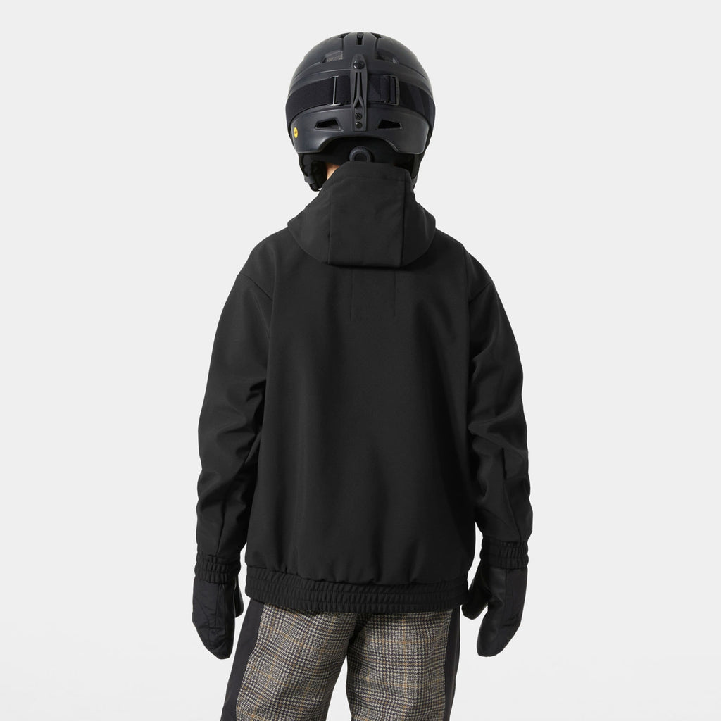 JR POWDER SOFTSHELL HOODIE, BLACK, 140/10