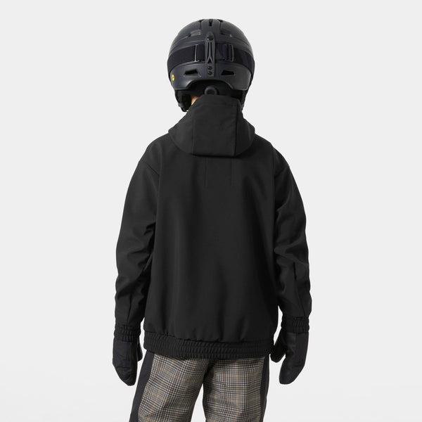 JR POWDER SOFTSHELL HOODIE, BLACK, 140/10