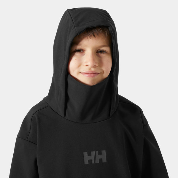JR POWDER SOFTSHELL HOODIE, BLACK, 140/10