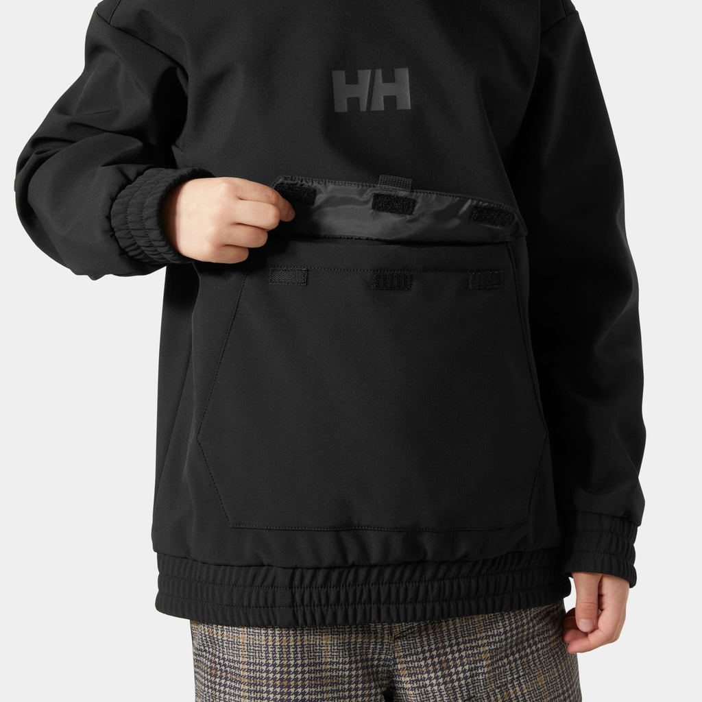 JR POWDER SOFTSHELL HOODIE, BLACK, 140/10