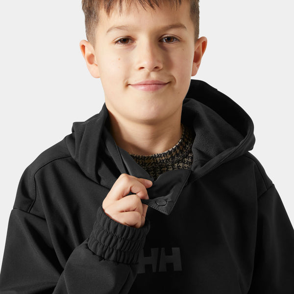 JR POWDER SOFTSHELL HOODIE, BLACK, 140/10