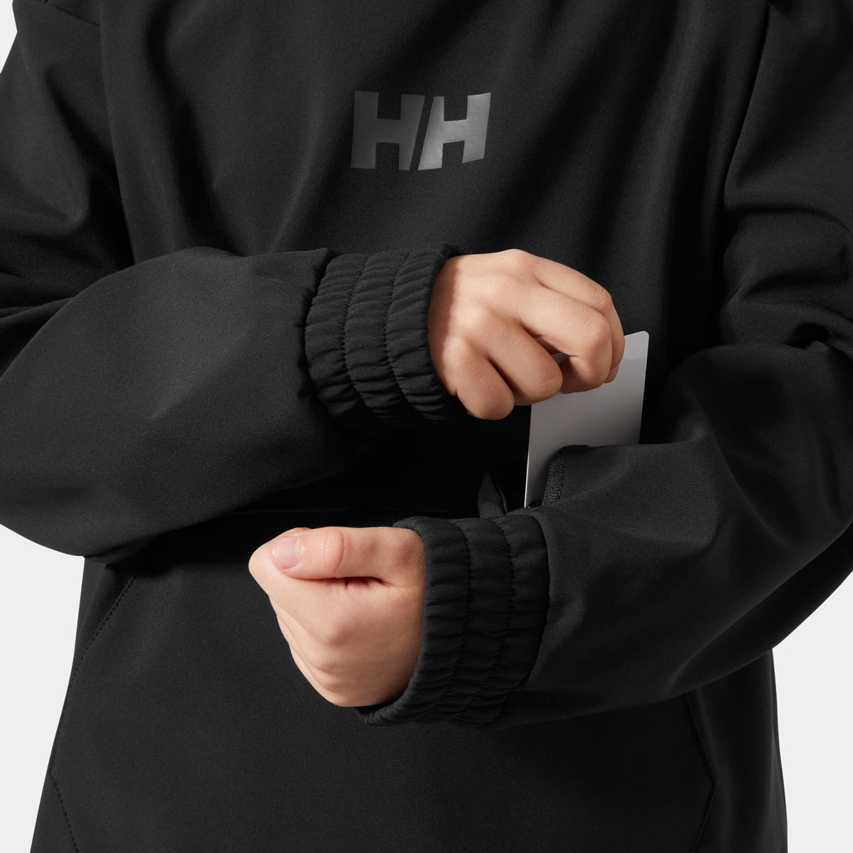 JR POWDER SOFTSHELL HOODIE, BLACK, 140/10