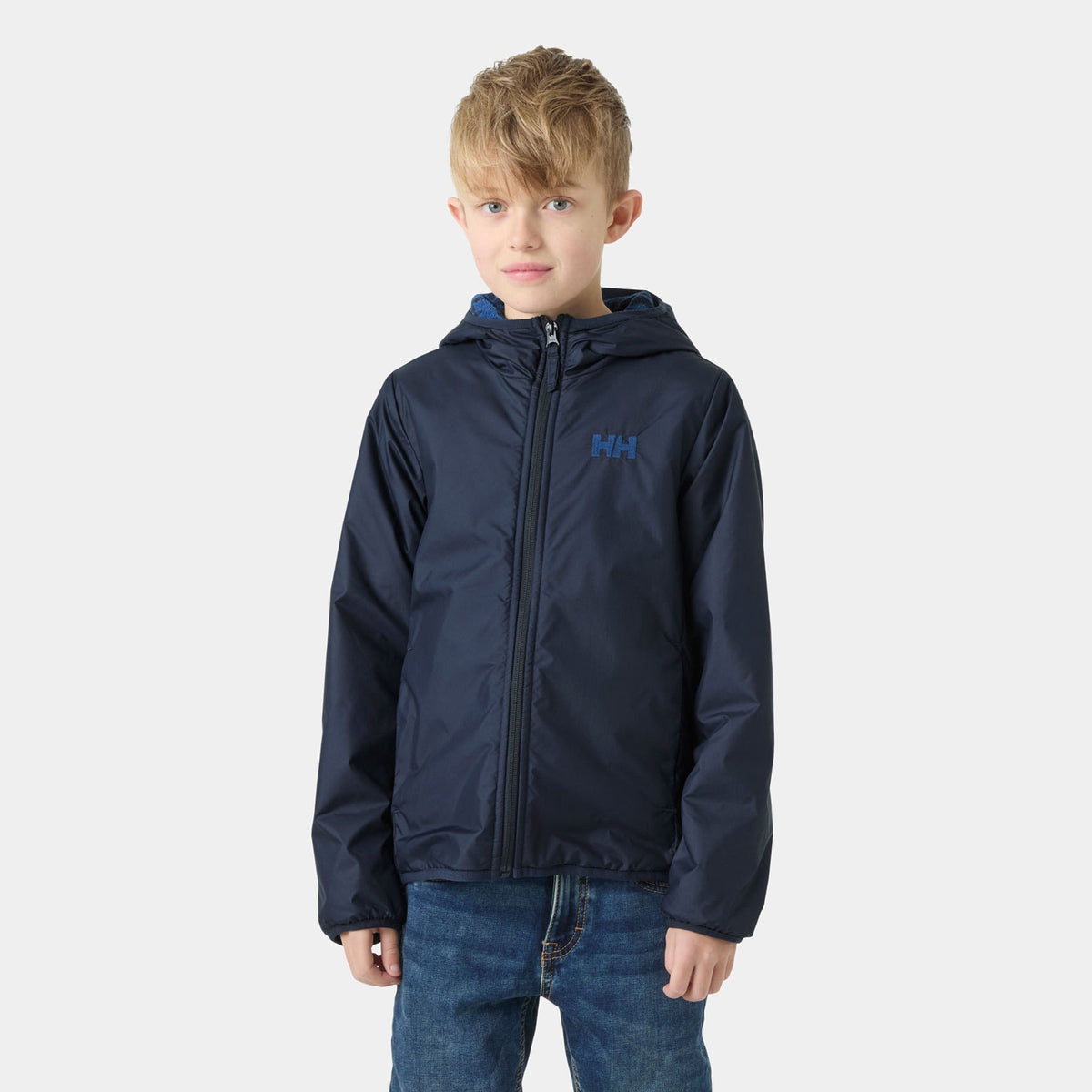 JR CHILL HOODED JACKET, NAVY, 140/10