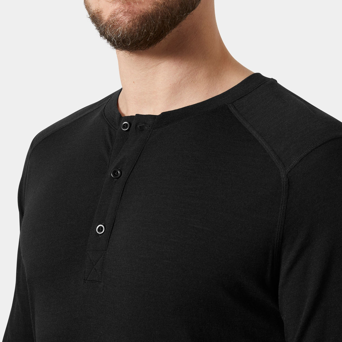 HH DURAWOOL LS HENLEY, BLACK, XXL
